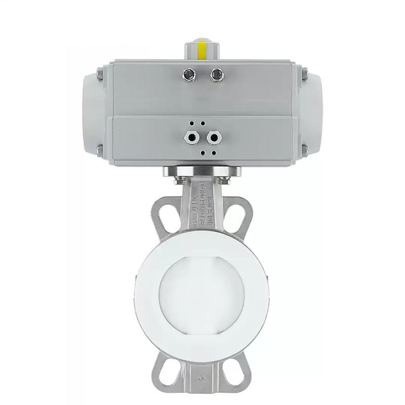 Pneumatic PTFE Lined Stainless Steel Butterfly Valve